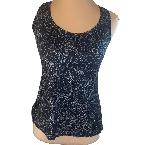 Athleta Tops - Athleta Tank Top Women's Large Black White Floral Racerback Size M Running #205